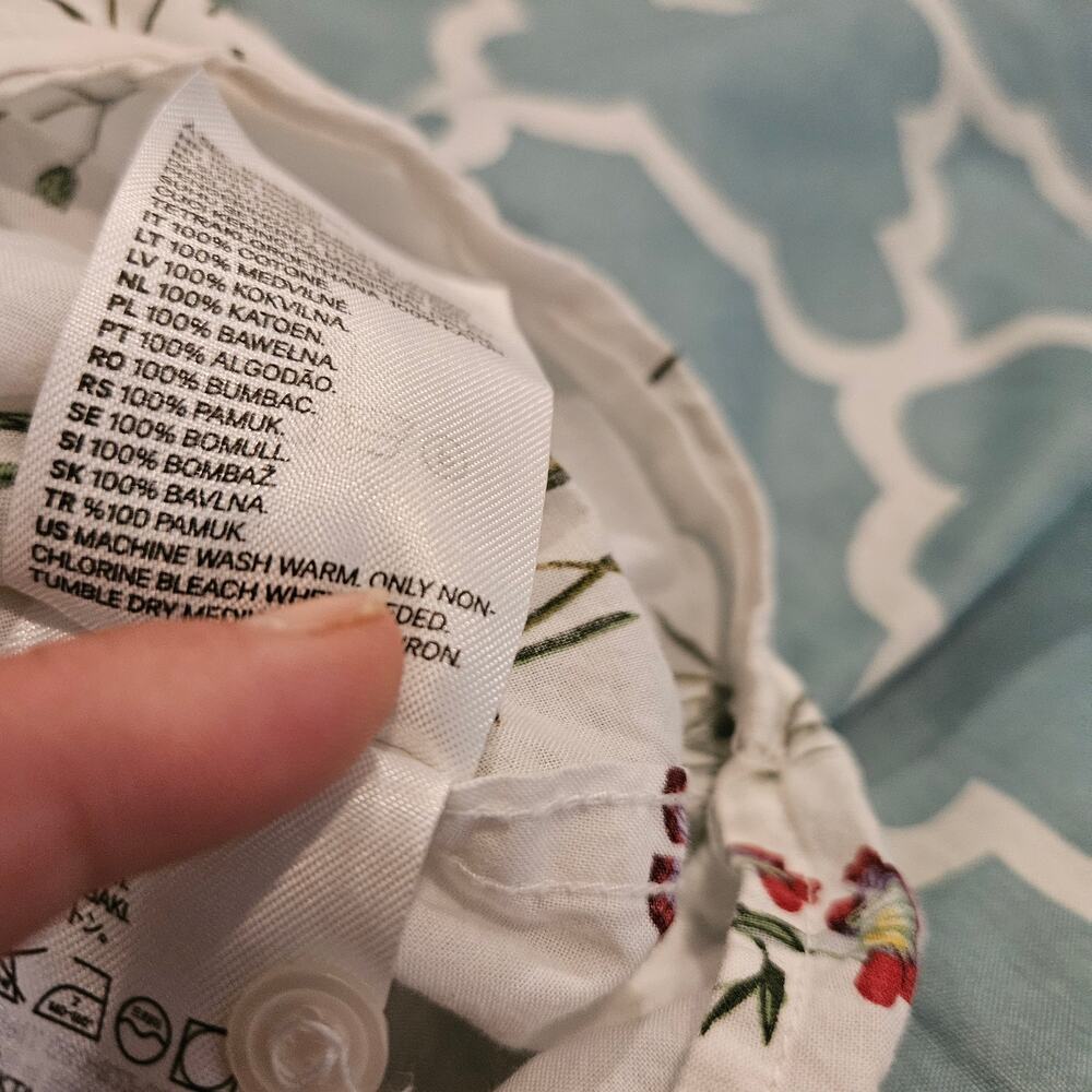 H&M Floral Button Up Shirt Men’s Medium White Short Sleeve Regular Fit *flaw* - Picture 6 of 9